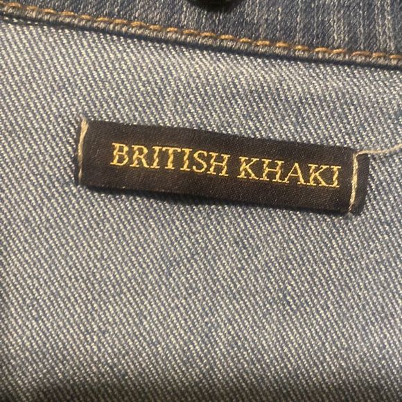 British Khaki Blue Jean Button Up Jacket Size Large - Picture 2 of 5